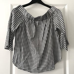 Gingham Off-the-Shoulder Top